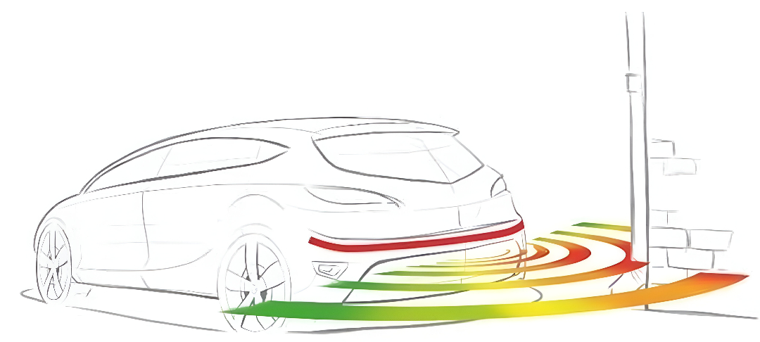 znázornění funkce parkovacího senzoru evtech_cz